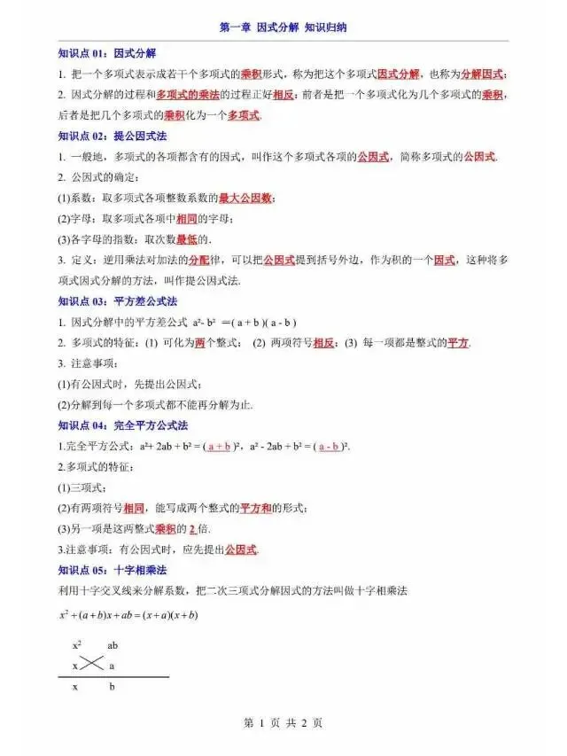 初二湘教版1-3知识点归纳-第4张图片-四季读书网