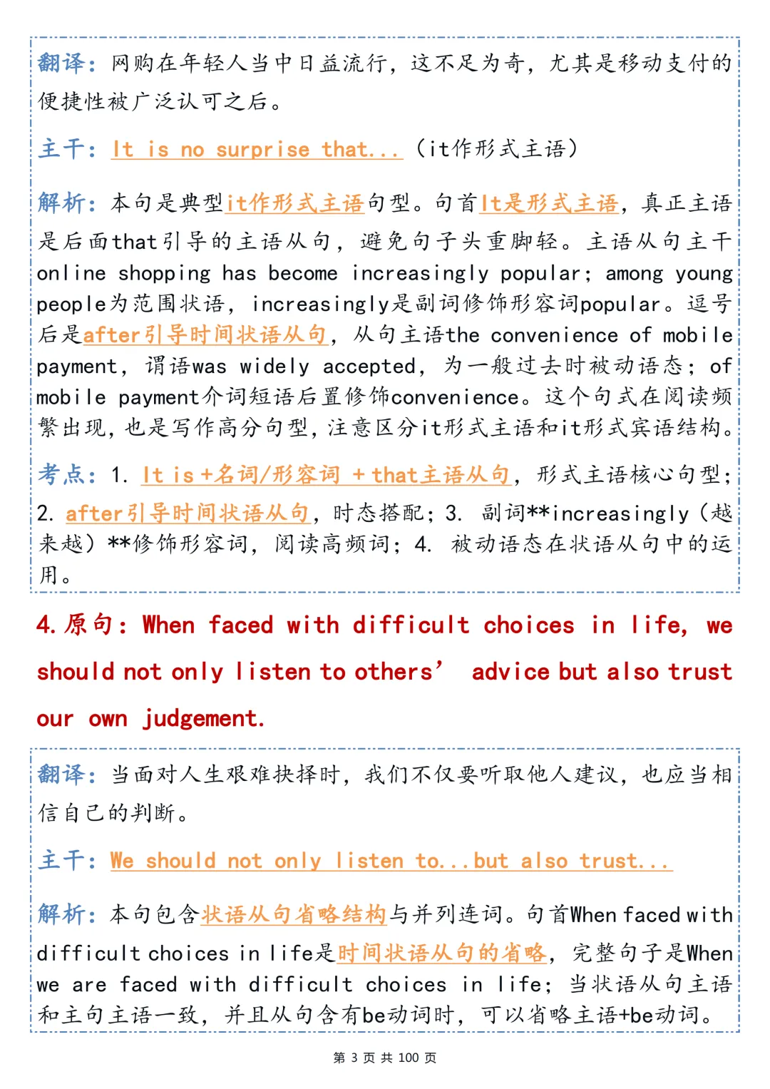 高考英语长难句精讲|主干 + 语法考点,直接打印背诵-第3张图片-四季读书网