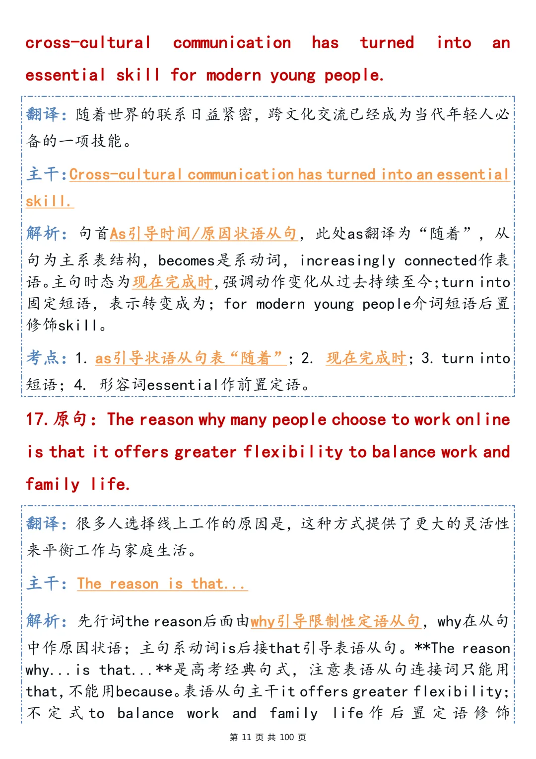 高考英语长难句精讲|主干 + 语法考点,直接打印背诵-第11张图片-四季读书网