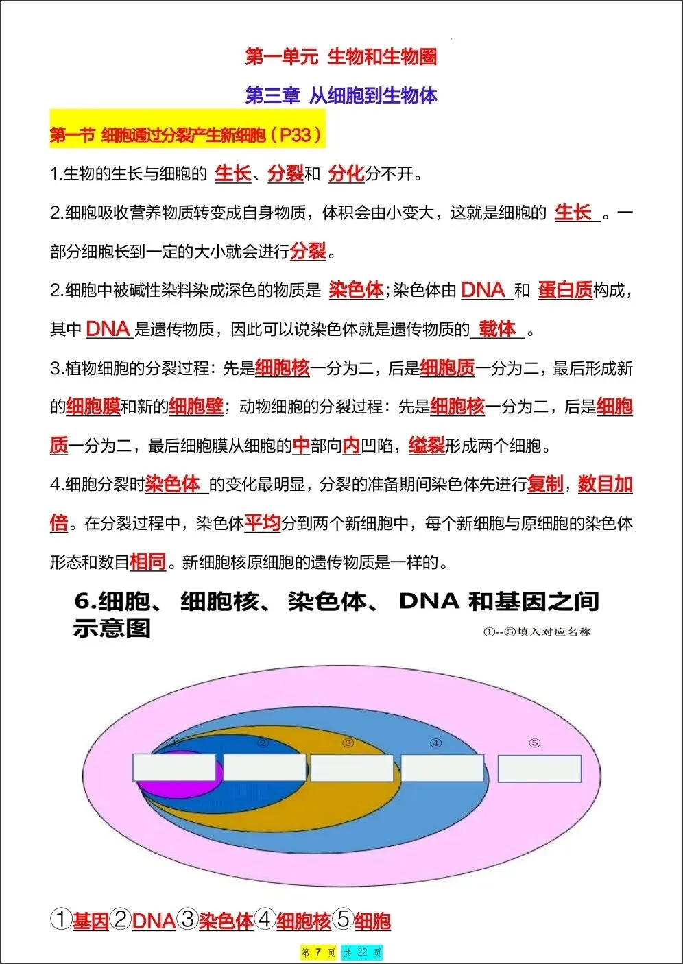 初一新版 2026【七上生物】全册重难考点知识点背诵总结,电子版可打印!-第6张图片-四季读书网 初一新版 2026【七上生物】全册重难考点知识点背诵总结,电子版可打印!-第6张图片-四季读书网