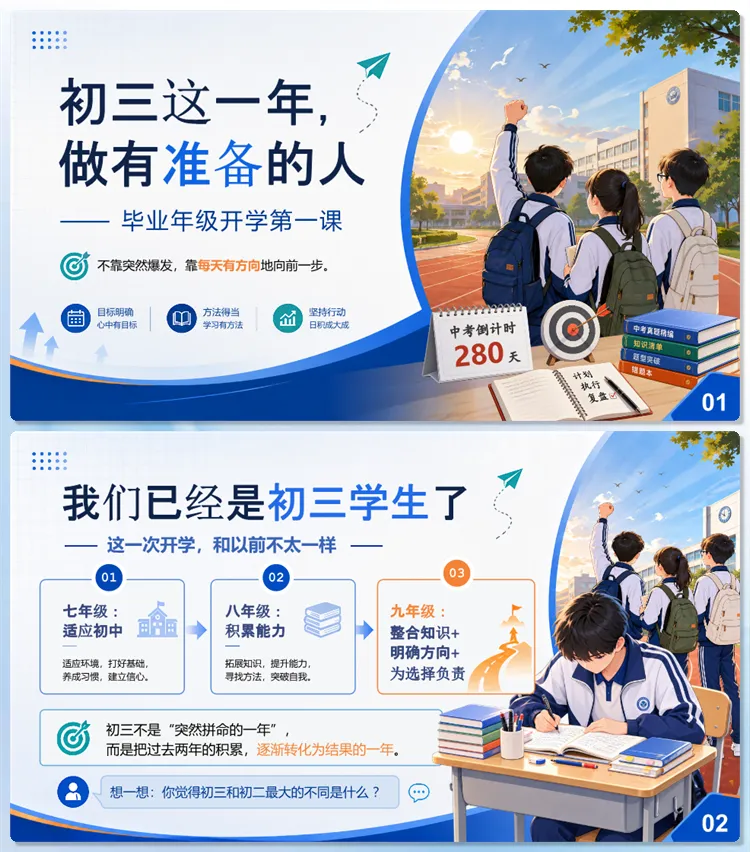 【主题班会】初三九年级上学期第一课主题班会《做有准备之人》PPT课件发言稿-第3张图片-四季读书网 【主题班会】初三九年级上学期第一课主题班会《做有准备之人》PPT课件发言稿-第3张图片-四季读书网