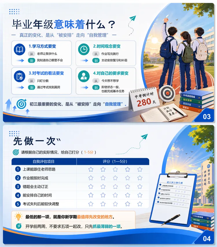 【主题班会】初三九年级上学期第一课主题班会《做有准备之人》PPT课件发言稿-第4张图片-四季读书网 【主题班会】初三九年级上学期第一课主题班会《做有准备之人》PPT课件发言稿-第4张图片-四季读书网