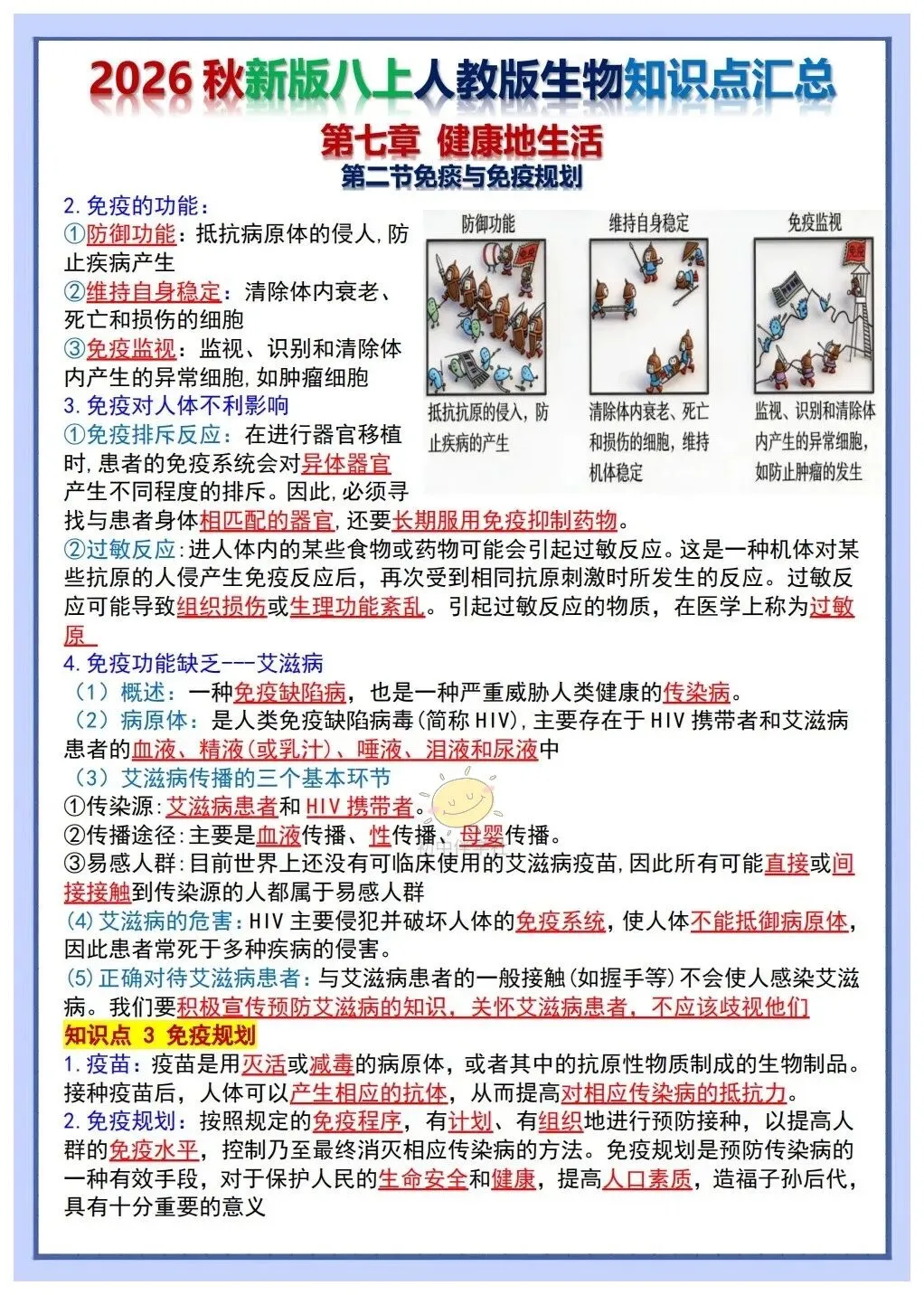 初二2026秋人教版版八年级上册生物重要考点知识点背诵总结(背诵版+默写版)!-第9张图片-四季读书网