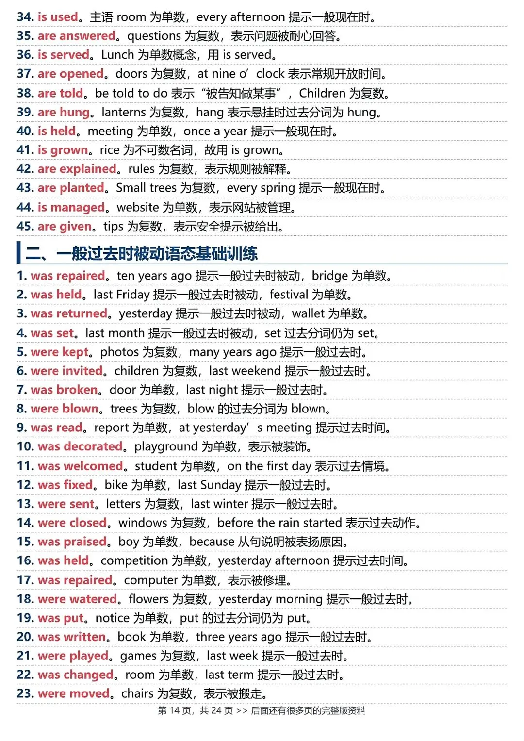 仁爱英语,九上重点语法被动语态专练(中考链接)-第14张图片-四季读书网