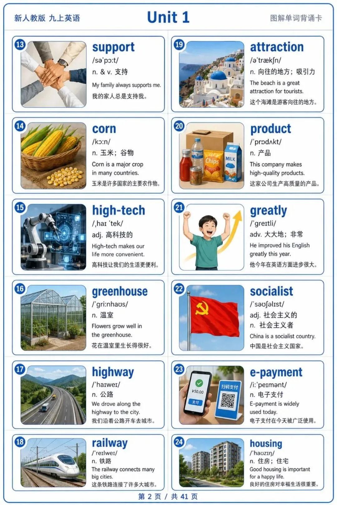 中考群福利!人教新版九上英语单词图解背诵卡(必打印)-第5张图片-四季读书网 中考群福利!人教新版九上英语单词图解背诵卡(必打印)-第5张图片-四季读书网