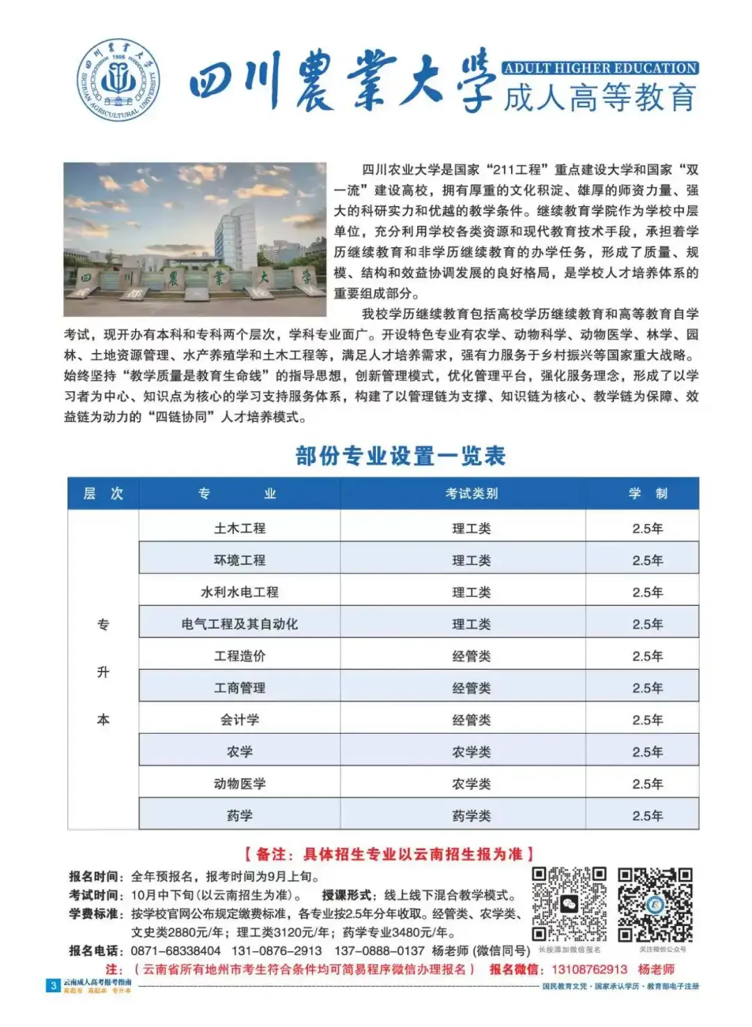 [2027成人高考学历提升211双一流院校] 四川农业大学高等学历继续教育(云南)招生专业介绍-第8张图片-四季读书网