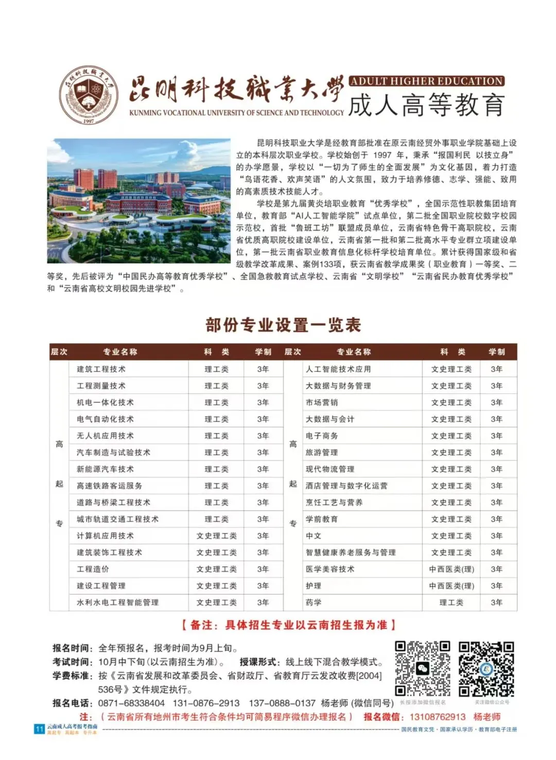 [2027成人高考学历提升]:昆明科技职业大学招生专业设置-第3张图片-四季读书网