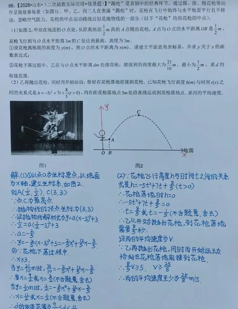 中考二次函数压轴真题|京剧“踢枪”情景应用题-第2张图片-四季读书网