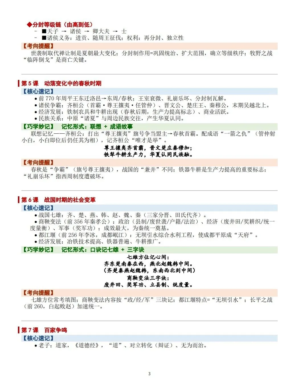 初一历史|2026秋七年级上册《中国历史》巧学妙记高效记忆手册--21课核心考点趣味记忆法共10页,pdf电子版!-第6张图片-四季读书网