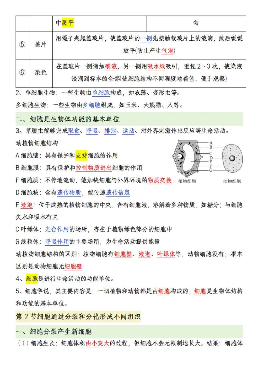【初一资料】2026 新版七年级上册济南版生物课内考点知识汇总,完整电子版可打印使用!-第5张图片-四季读书网 【初一资料】2026 新版七年级上册济南版生物课内考点知识汇总,完整电子版可打印使用!-第5张图片-四季读书网