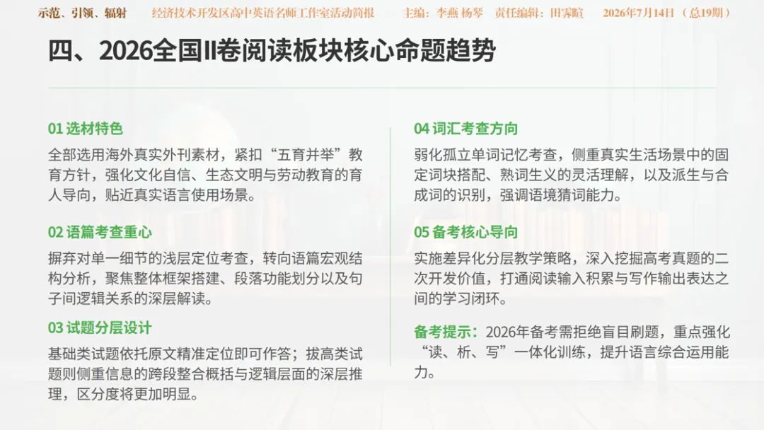 深研 2026 高考英语命题 精筹 2027 备考方略 —— 经开区高中英语工作室与乌鲁木齐市 “红山英才” 王晓丹英语工作室联合开展专题教研-第14张图片-四季读书网