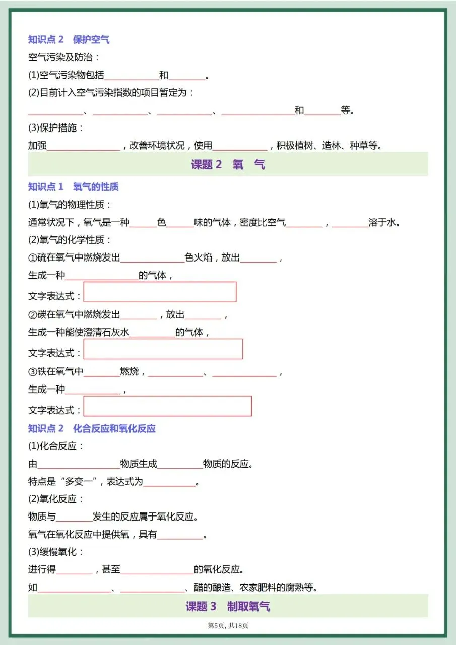 26秋初三 九年级上册化学 必背知识点每日一练 背诵+默写 共36页 可打印-第13张图片-四季读书网