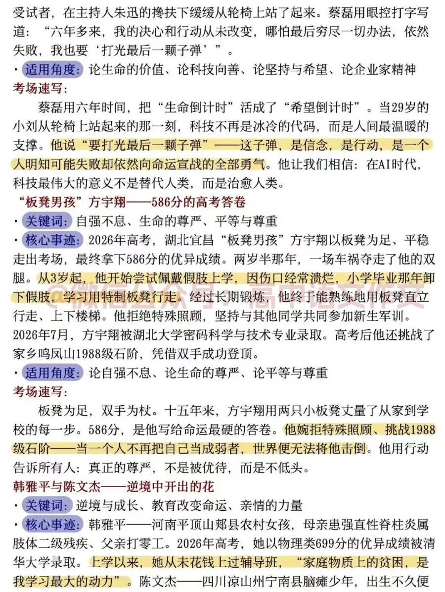 2027年高考作文必背人物素材,写进作文屡试不爽!-第5张图片-四季读书网