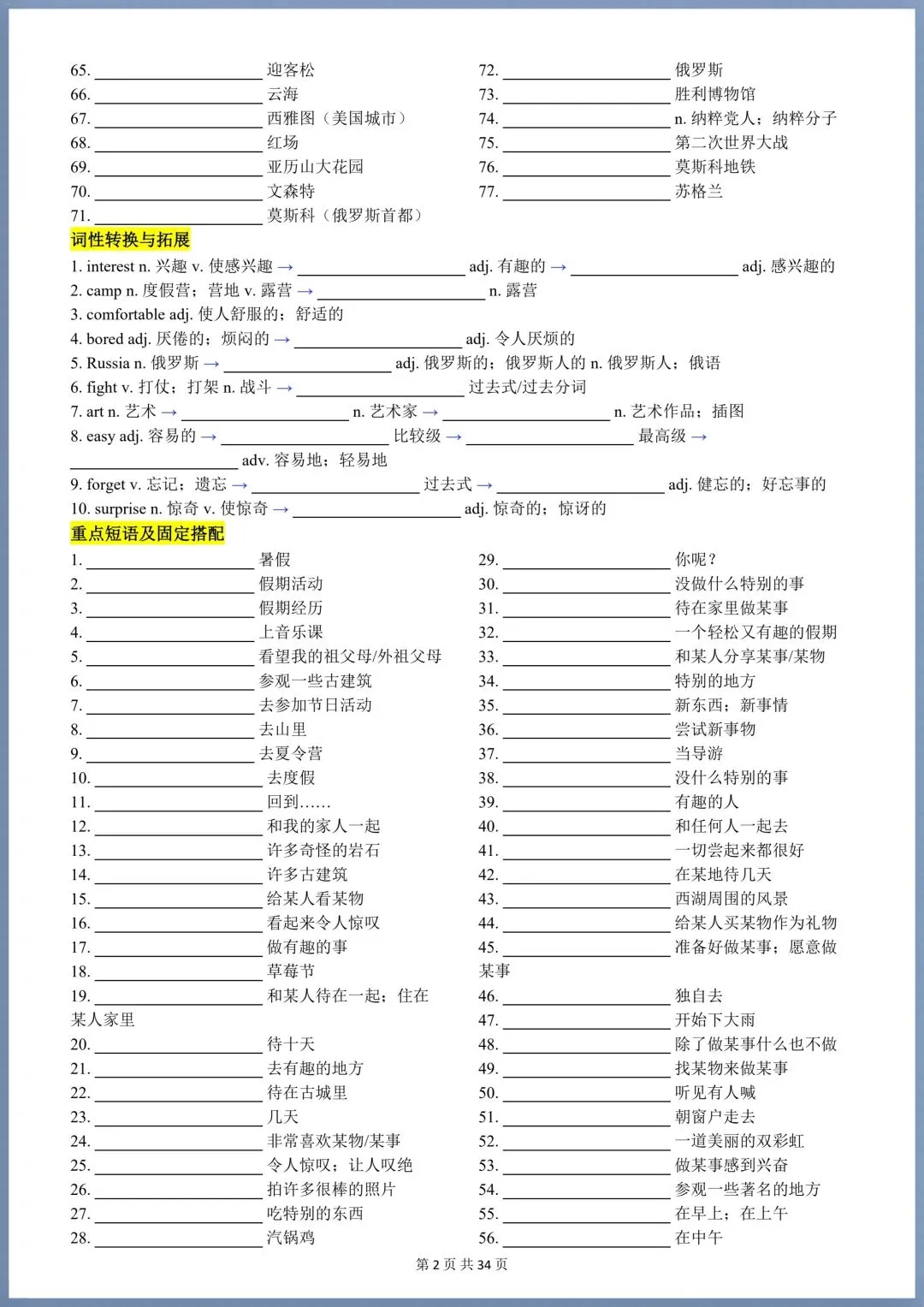 初二英语|2026 秋新八年级上册英语(人教版)单词+词性转换+短语搭配+句子(背诵版+默写版),电子版可打印!-第2张图片-四季读书网