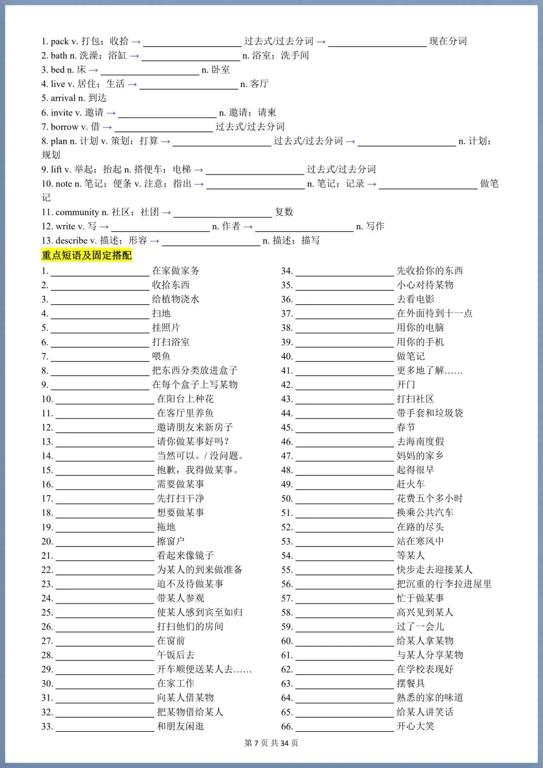 初二英语|2026 秋新八年级上册英语(人教版)单词+词性转换+短语搭配+句子(背诵版+默写版),电子版可打印!-第7张图片-四季读书网
