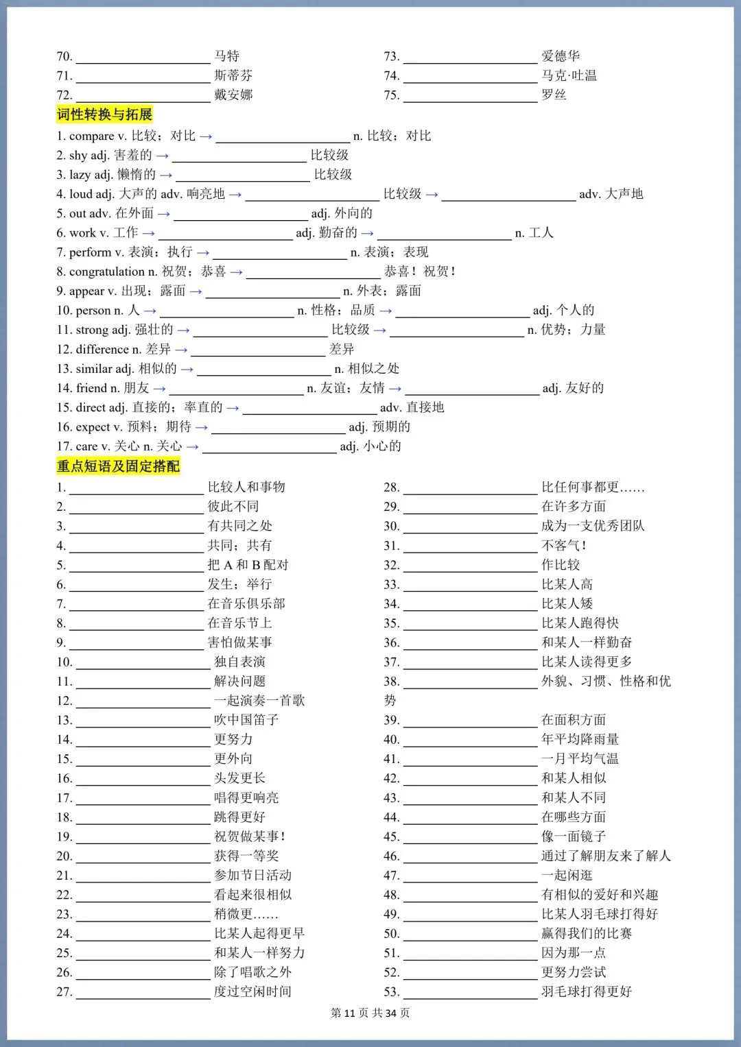 初二英语|2026 秋新八年级上册英语(人教版)单词+词性转换+短语搭配+句子(背诵版+默写版),电子版可打印!-第11张图片-四季读书网