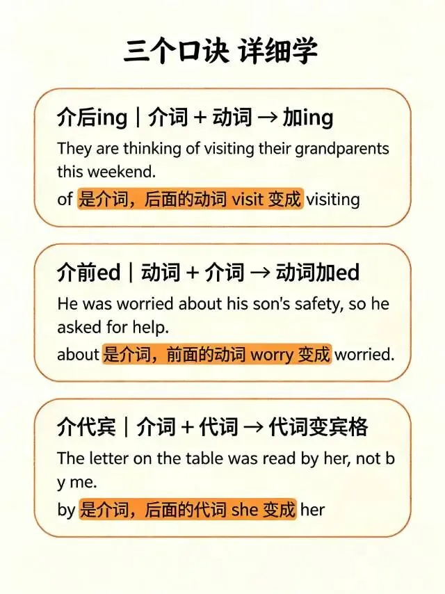 中考英语必考:介词后面加ing,介词前面加ed,介词后面用宾格-第2张图片-四季读书网 中考英语必考:介词后面加ing,介词前面加ed,介词后面用宾格-第2张图片-四季读书网