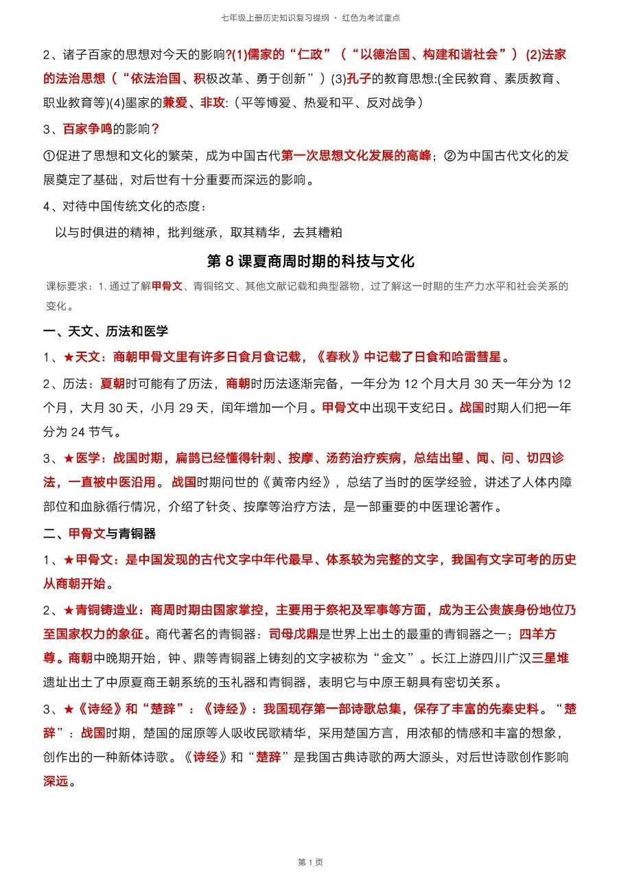 初一新版 2026【七上历史】全册知识点必背提纲,电子版可打印!-第6张图片-四季读书网 初一新版 2026【七上历史】全册知识点必背提纲,电子版可打印!-第6张图片-四季读书网