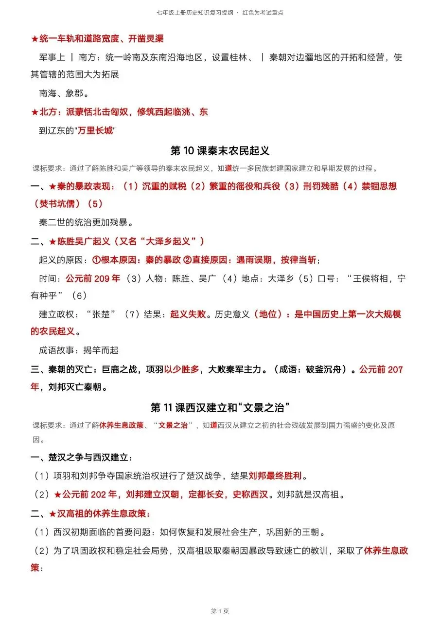 初一新版 2026【七上历史】全册知识点必背提纲,电子版可打印!-第8张图片-四季读书网 初一新版 2026【七上历史】全册知识点必背提纲,电子版可打印!-第8张图片-四季读书网