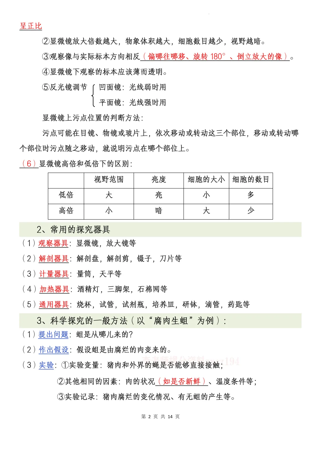 【初一资料】2026 新版七年级上册苏教版生物课内考点知识汇总,完整电子版可打印使用!-第3张图片-四季读书网 【初一资料】2026 新版七年级上册苏教版生物课内考点知识汇总,完整电子版可打印使用!-第3张图片-四季读书网