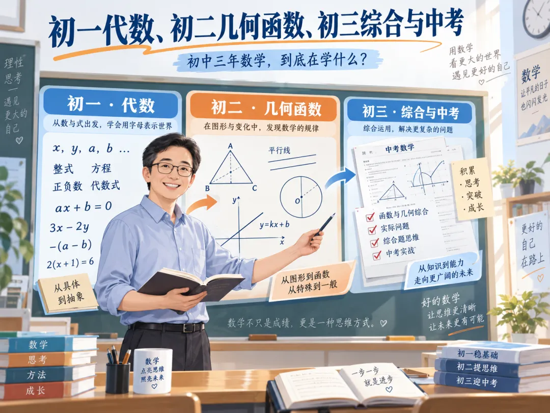初一代数、初二几何函数、初三综合与中考初中三年数学,到底在学什么?-第1张图片-四季读书网 初一代数、初二几何函数、初三综合与中考初中三年数学,到底在学什么?-第1张图片-四季读书网