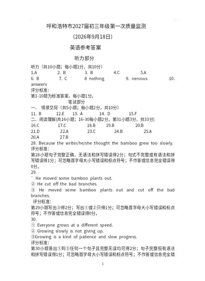 呼和浩特市2027届初三第一次阶段考试试卷及答案——英语/数学/文科综合-第14张图片-四季读书网 呼和浩特市2027届初三第一次阶段考试试卷及答案——英语/数学/文科综合-第14张图片-四季读书网
