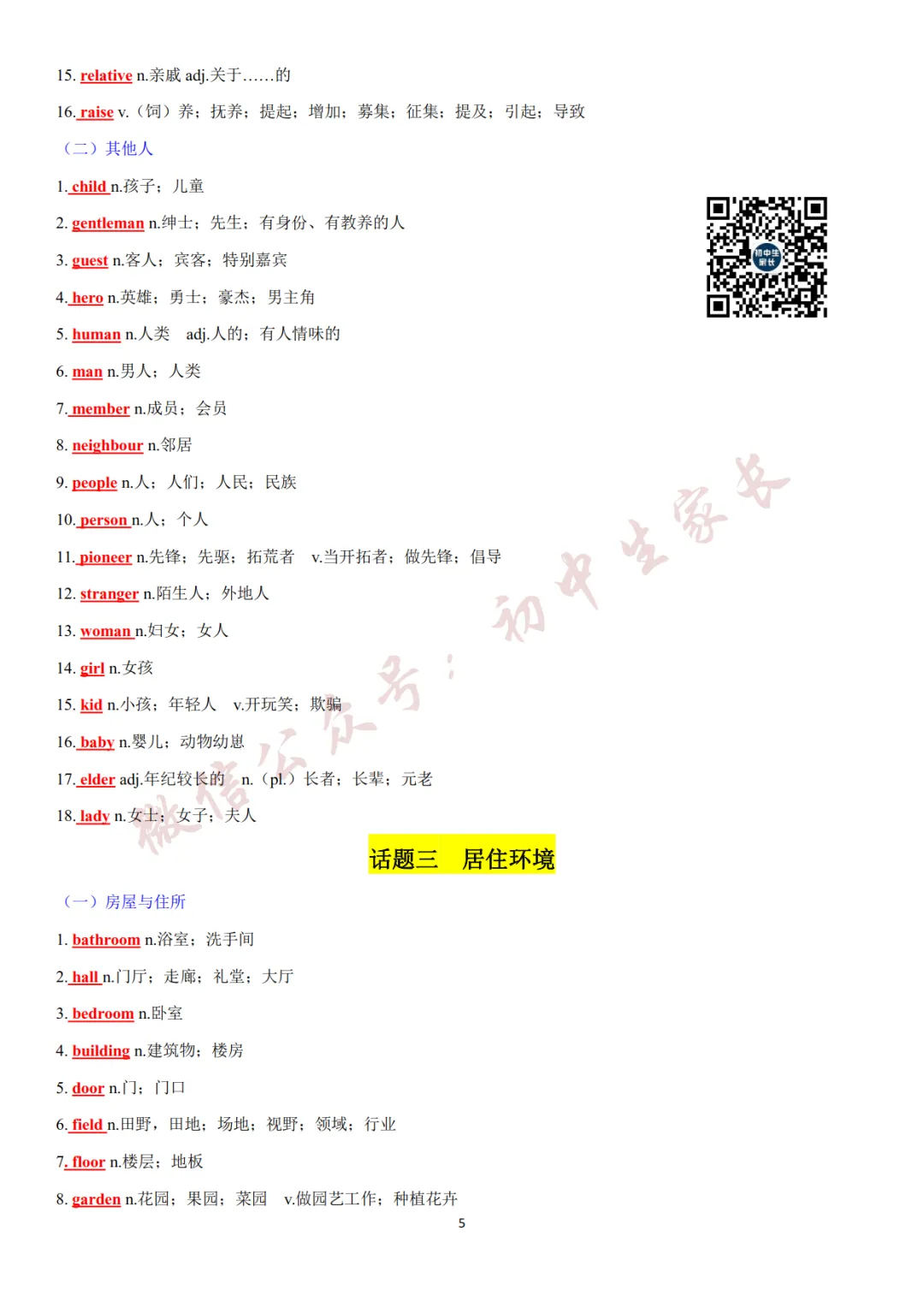 2027年中考英语热点话题词汇必背42页,替孩子转发一份!(可打印)-第6张图片-四季读书网