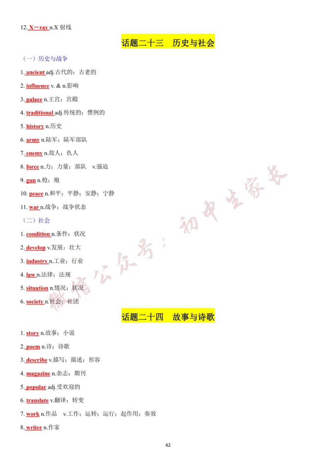 2027年中考英语热点话题词汇必背42页,替孩子转发一份!(可打印)-第43张图片-四季读书网