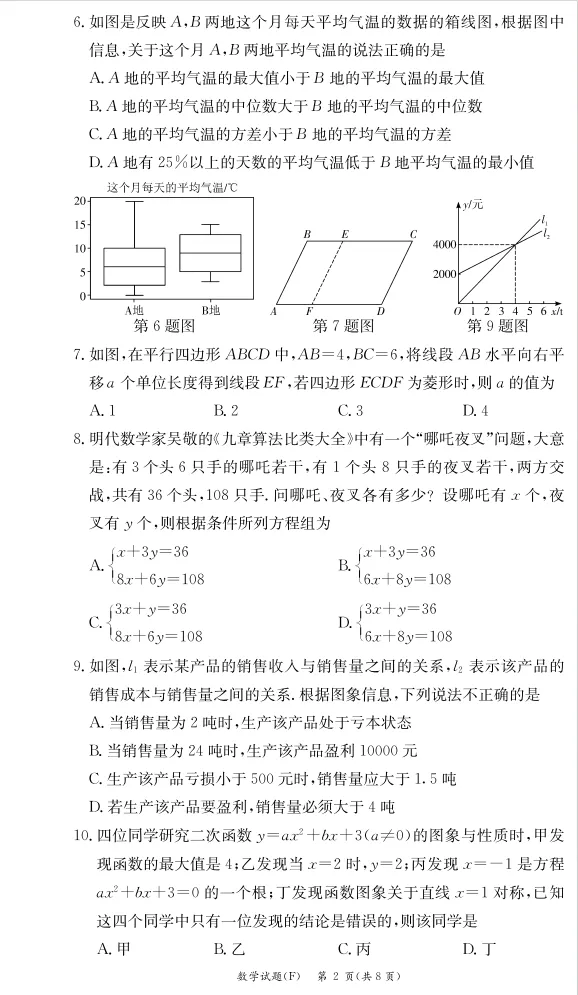 附中初三月考今天考完了,数学这张卷子确实有点难-第3张图片-四季读书网