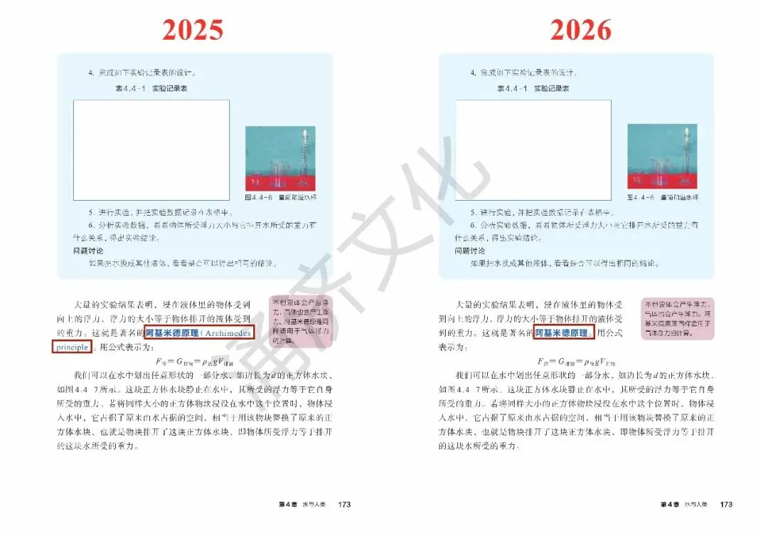 初二科学又改!浙教版八上 2025/2026 版教材差异-第46张图片-四季读书网