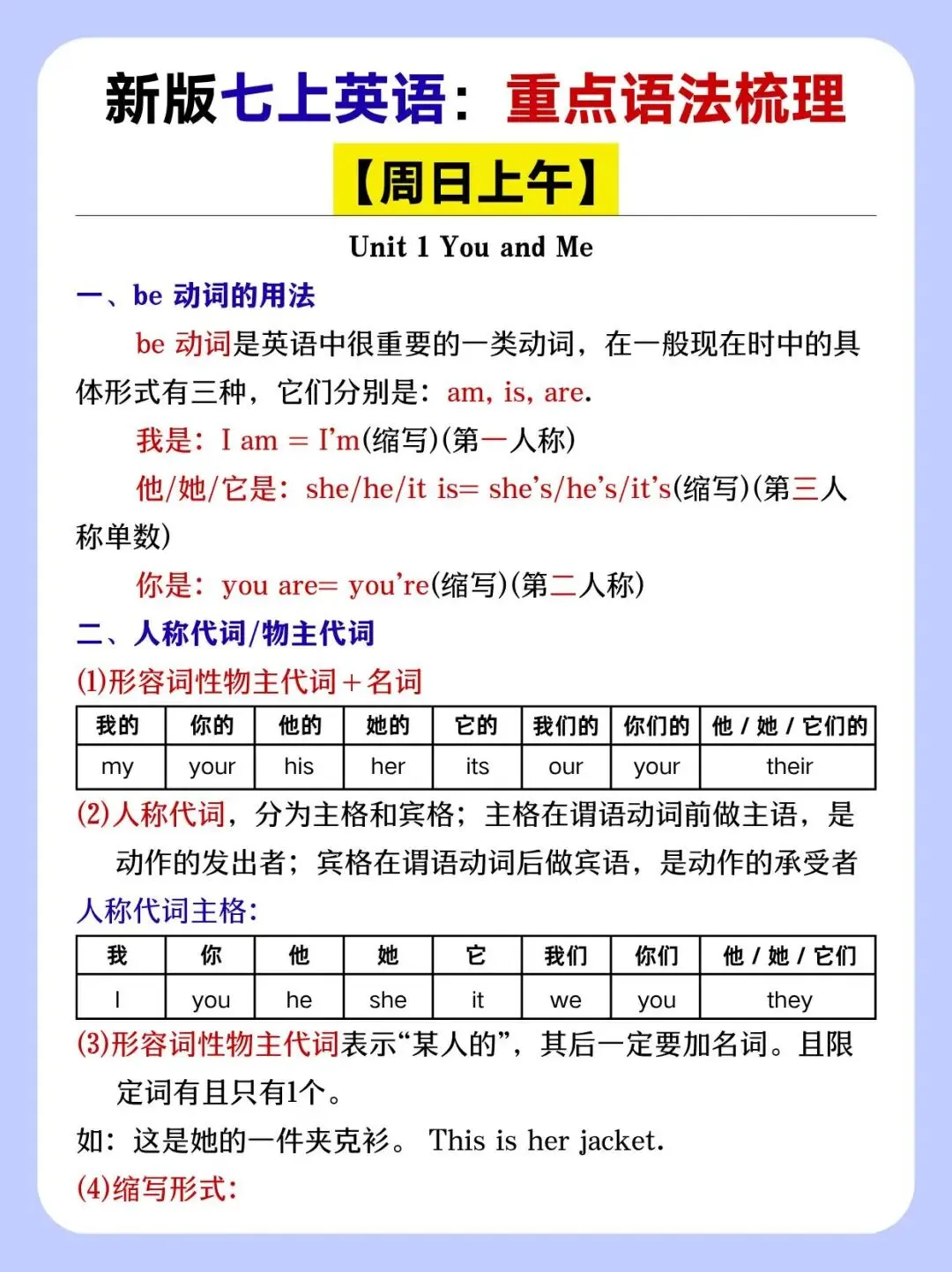 初一新版 2026【七上全科】重点知识点背诵总结,电子版可打印!-第10张图片-四季读书网 初一新版 2026【七上全科】重点知识点背诵总结,电子版可打印!-第10张图片-四季读书网