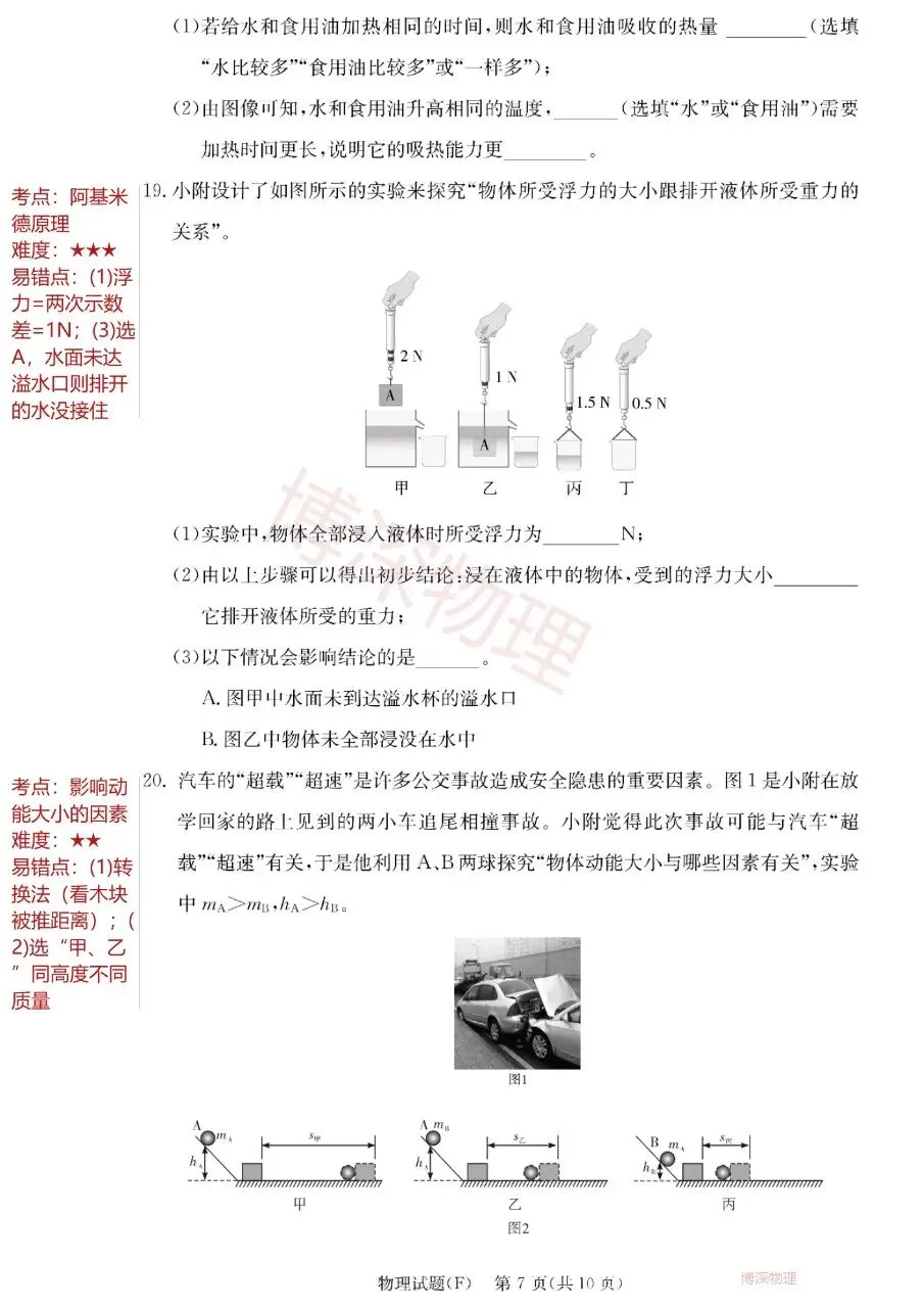 附中集团初三物理试卷,压轴题难得分-第7张图片-四季读书网