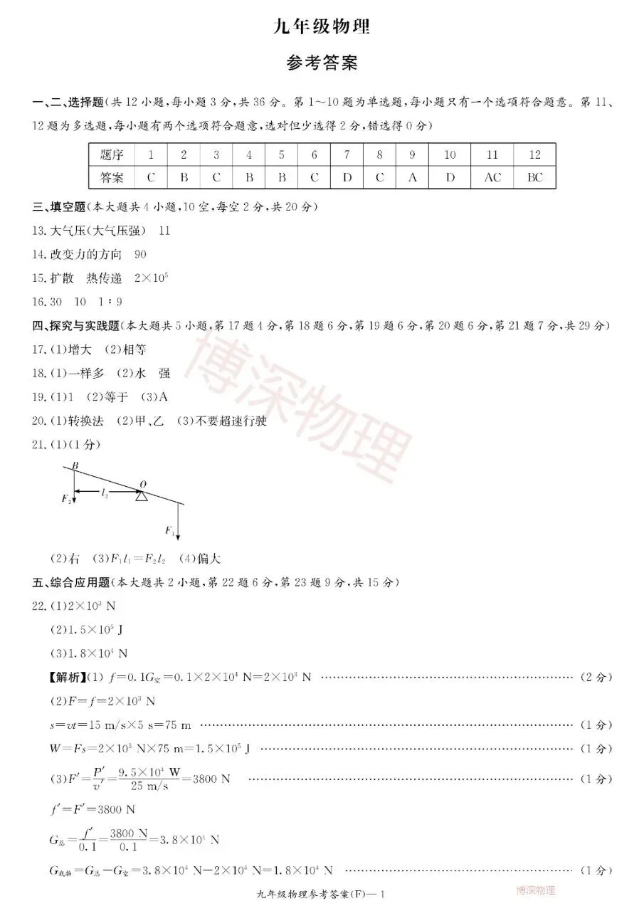 附中集团初三物理试卷,压轴题难得分-第11张图片-四季读书网