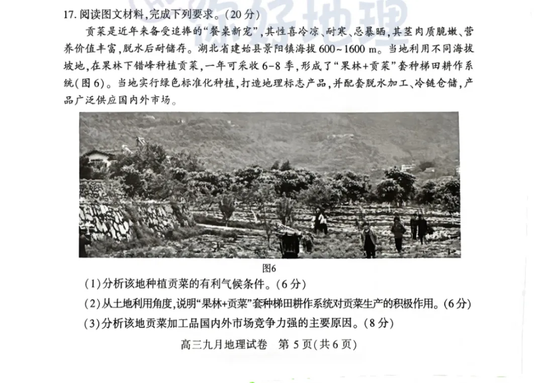 2026年武汉市九月调考地理试卷对标2026年湖北高考真题-第13张图片-四季读书网 2026年武汉市九月调考地理试卷对标2026年湖北高考真题-第13张图片-四季读书网