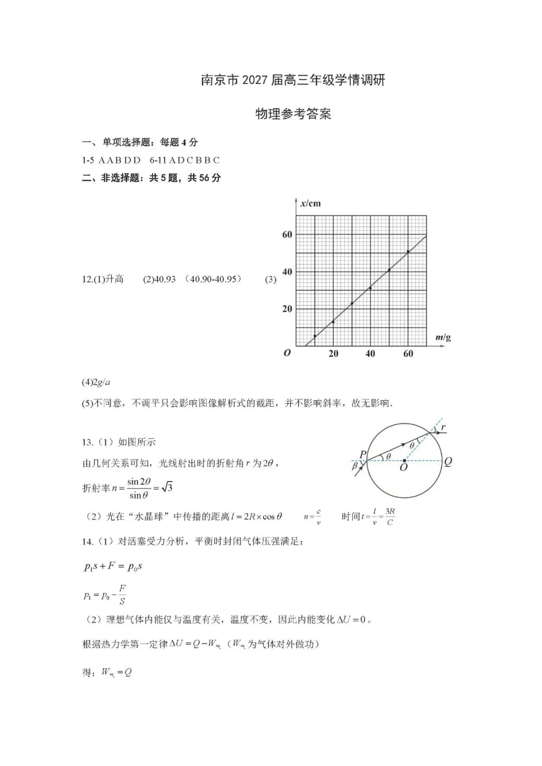 南京市2027届高三零模物理试卷评析-第9张图片-四季读书网 南京市2027届高三零模物理试卷评析-第9张图片-四季读书网