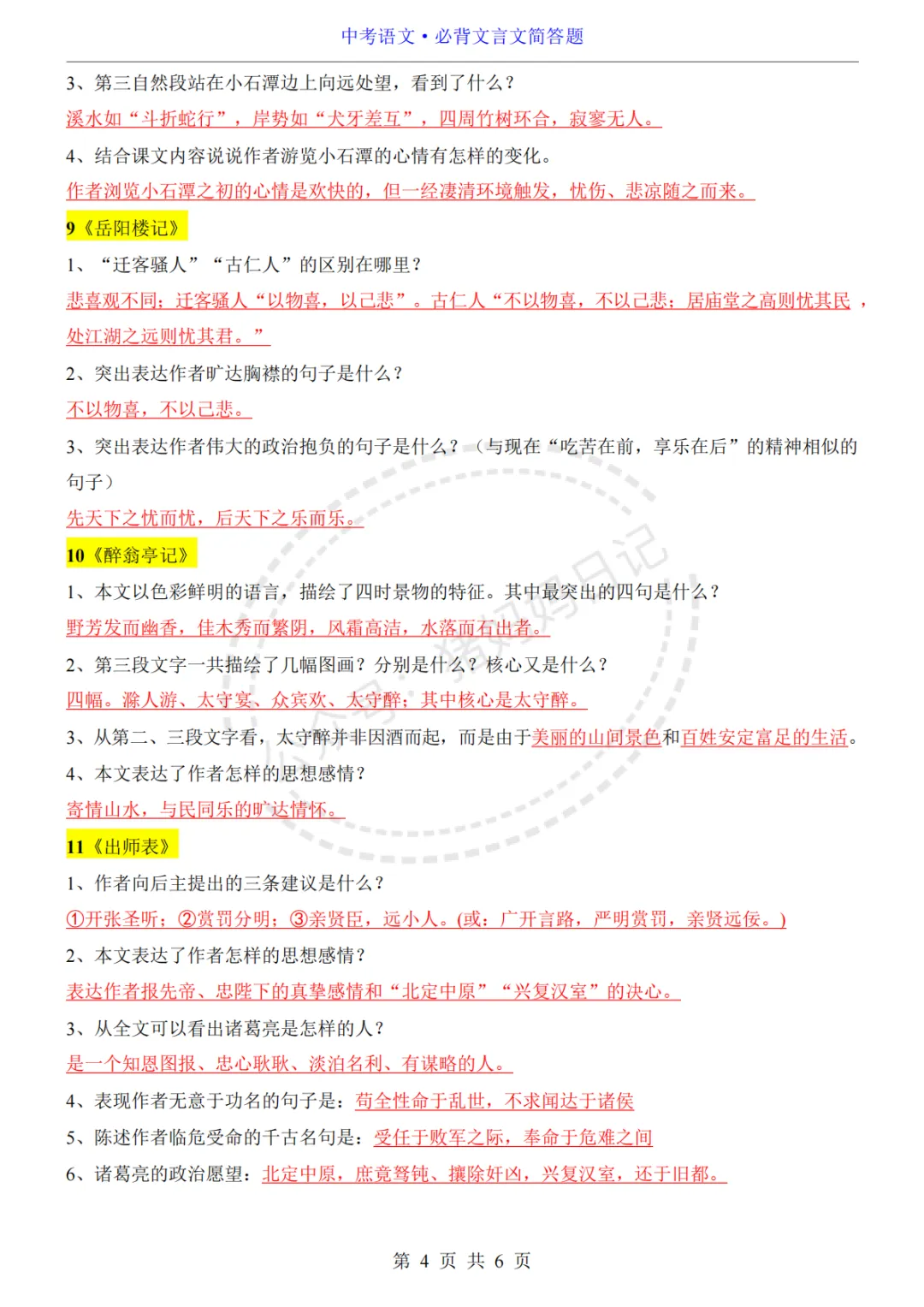 中考语文必背文言文简答题汇总,背完不丢分!-第4张图片-四季读书网 中考语文必背文言文简答题汇总,背完不丢分!-第4张图片-四季读书网