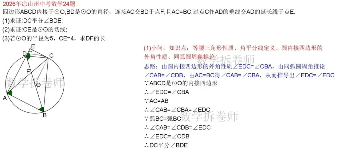 2026年凉山州中考数学24题(圆综大题)3种解法-第2张图片-四季读书网 2026年凉山州中考数学24题(圆综大题)3种解法-第2张图片-四季读书网