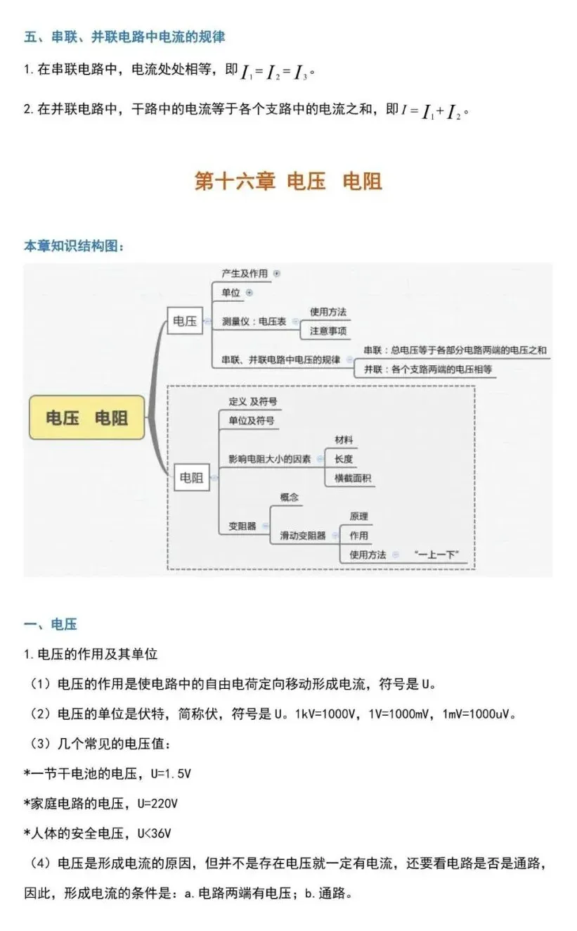 九年级物理全册预习大纲!转给新初三的孩子们!-第12张图片-四季读书网