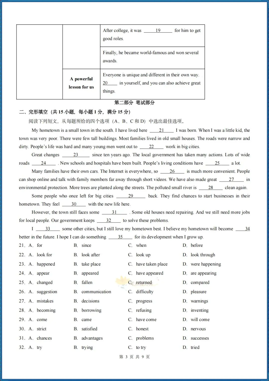 26秋初三新教材 人教版 九年级上册英语 《第一次月考测试卷》(含听力音频+答案解析) 各地区卷 共50套 可打印 〈word版可编辑〉-第3张图片-四季读书网