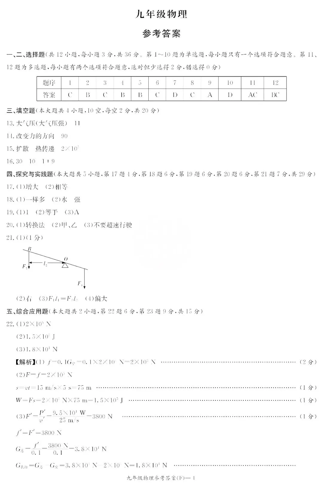 2026年长沙师大附中初三第一次月考物理真题+答案-第11张图片-四季读书网