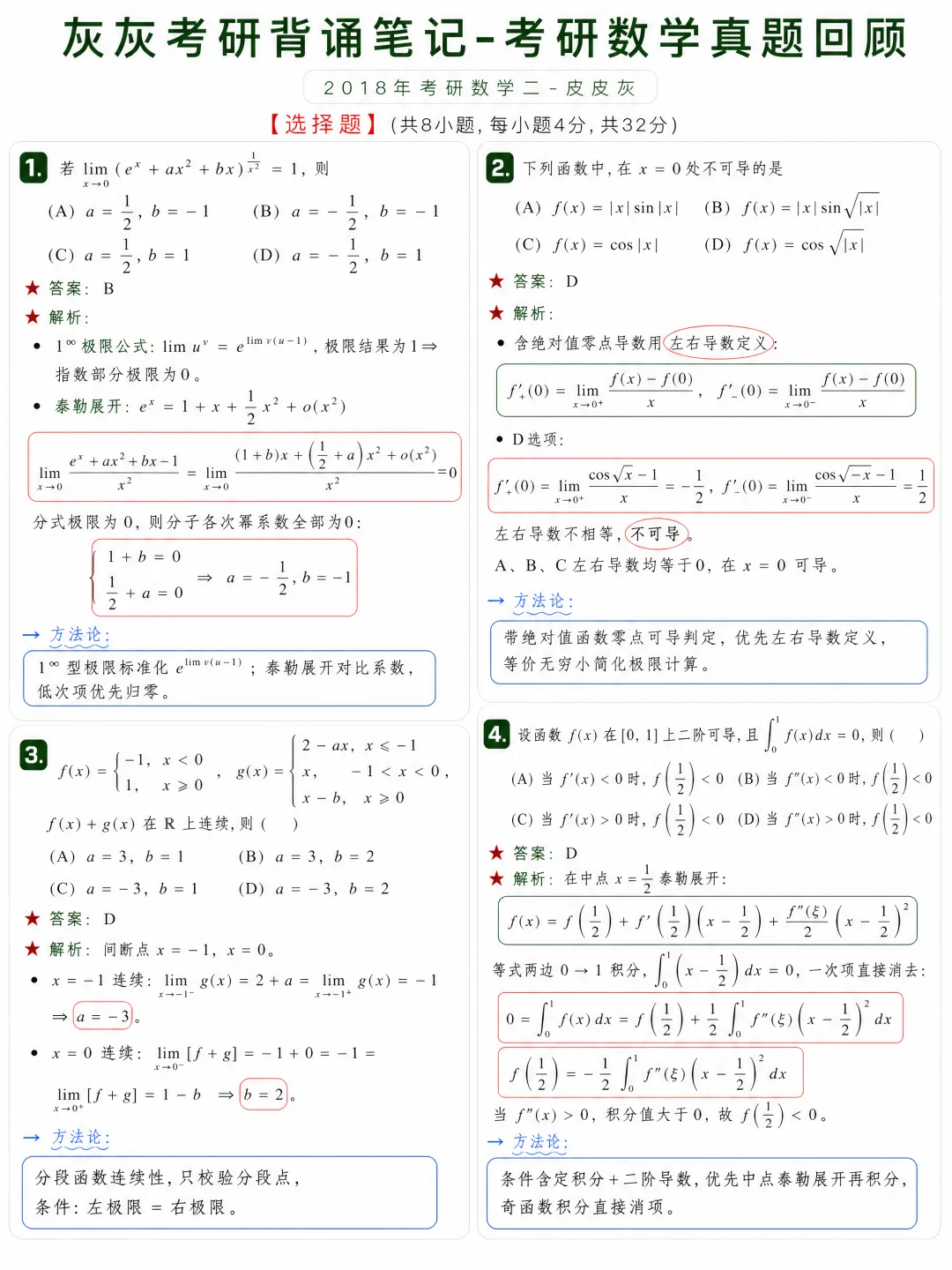 【2018年】考研数学二真题回顾-第2张图片-四季读书网
