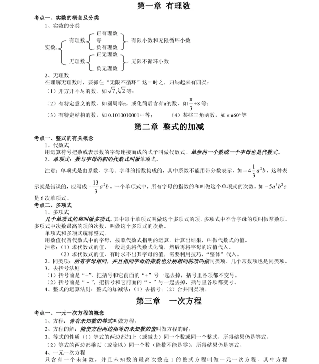 初一数学核心考点汇总|7 大章节,期中期末复习直接背-第2张图片-四季读书网 初一数学核心考点汇总|7 大章节,期中期末复习直接背-第2张图片-四季读书网