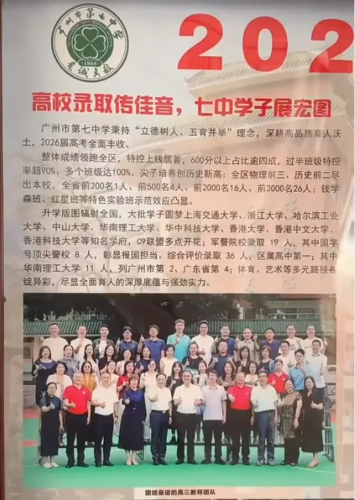 广州七中2026高考录取榜,600率超四成,中大36人,华工27人!-第1张图片-四季读书网