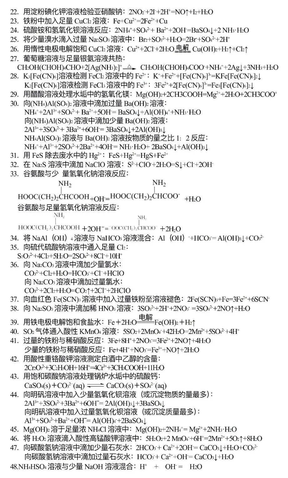 【高考化学】高考化学常考离子方程式汇总-第2张图片-四季读书网