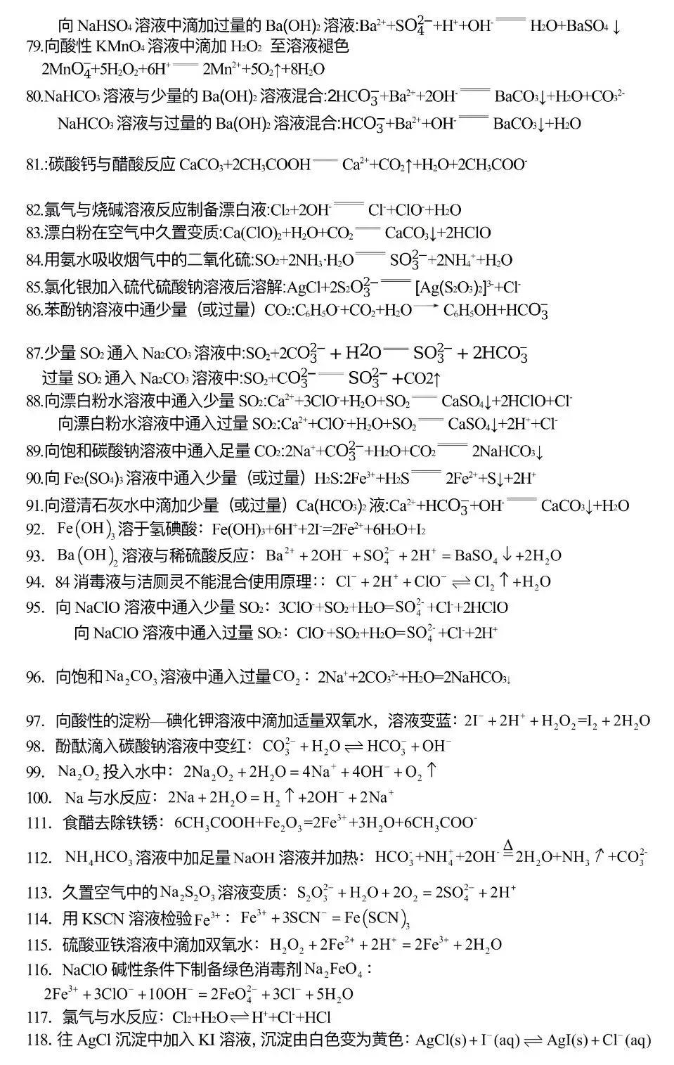 【高考化学】高考化学常考离子方程式汇总-第4张图片-四季读书网