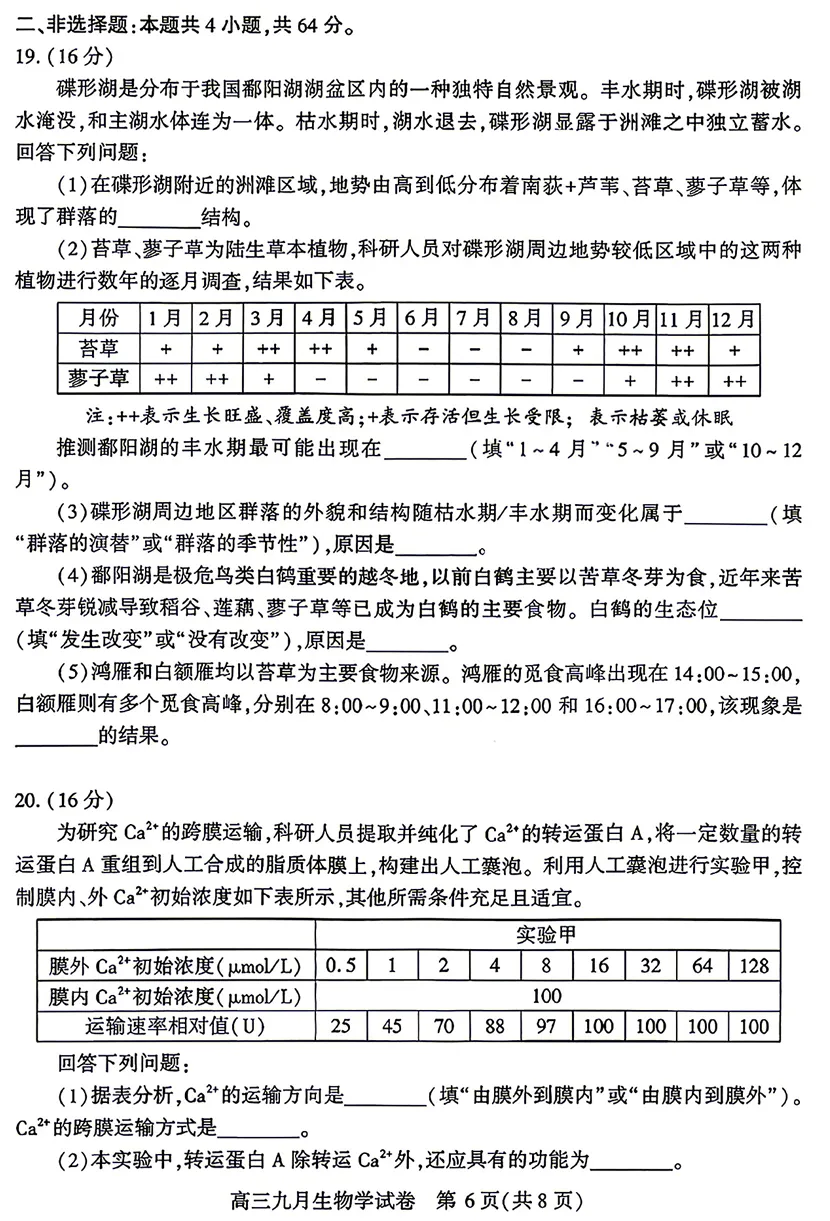 2026年9月武汉九调高三生物试卷和答案-第6张图片-四季读书网