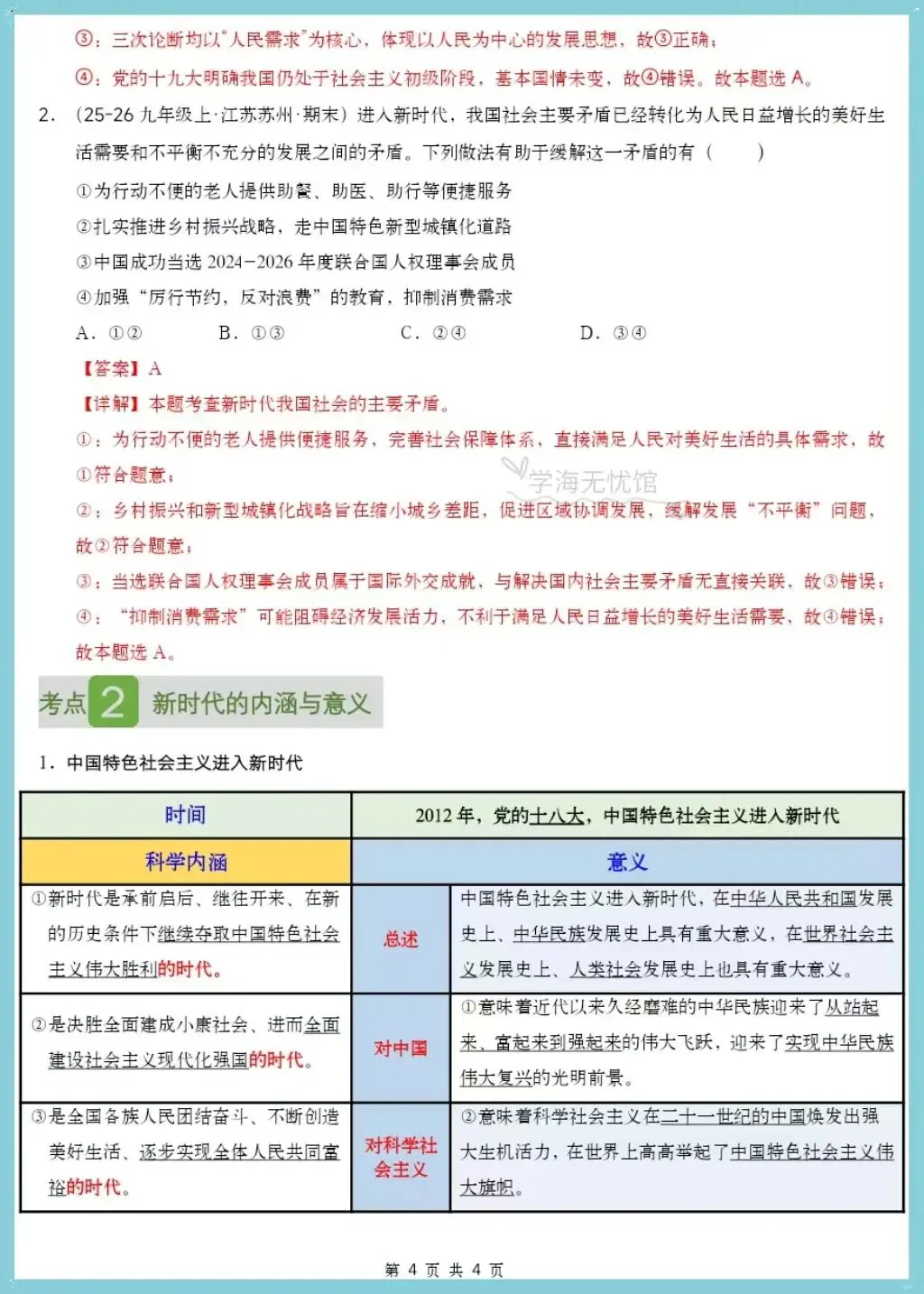 初三道法|2026秋九上道法单元核心知识复习讲义(含知识框架+核心考点汇总+易错训练)-第15张图片-四季读书网 初三道法|2026秋九上道法单元核心知识复习讲义(含知识框架+核心考点汇总+易错训练)-第15张图片-四季读书网