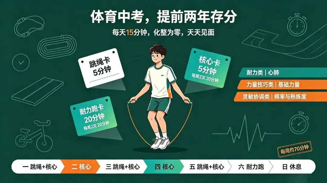 体育中考的40分,是初中三年最不该丢的分.3张“日常训练卡”,现在开始每天15分钟-第1张图片-四季读书网 体育中考的40分,是初中三年最不该丢的分.3张“日常训练卡”,现在开始每天15分钟-第1张图片-四季读书网