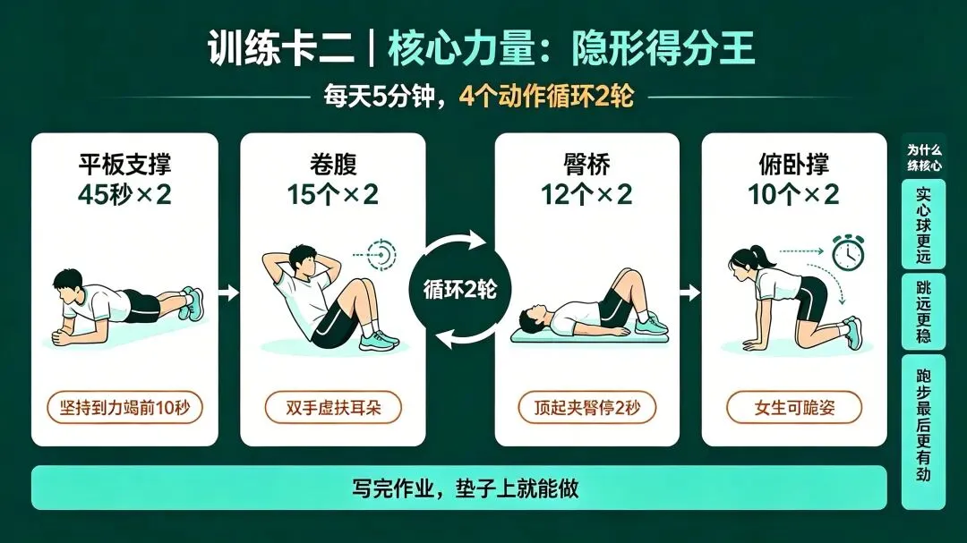 体育中考的40分,是初中三年最不该丢的分.3张“日常训练卡”,现在开始每天15分钟-第3张图片-四季读书网 体育中考的40分,是初中三年最不该丢的分.3张“日常训练卡”,现在开始每天15分钟-第3张图片-四季读书网