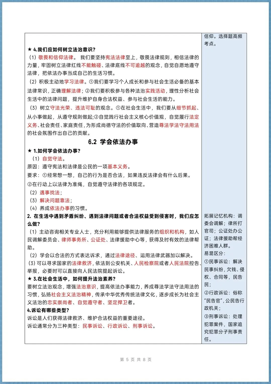 初二道法|2026秋新八年级上册道德与法治知识清单+思维导图(背诵+默写),电子版可打印!-第12张图片-四季读书网 初二道法|2026秋新八年级上册道德与法治知识清单+思维导图(背诵+默写),电子版可打印!-第12张图片-四季读书网